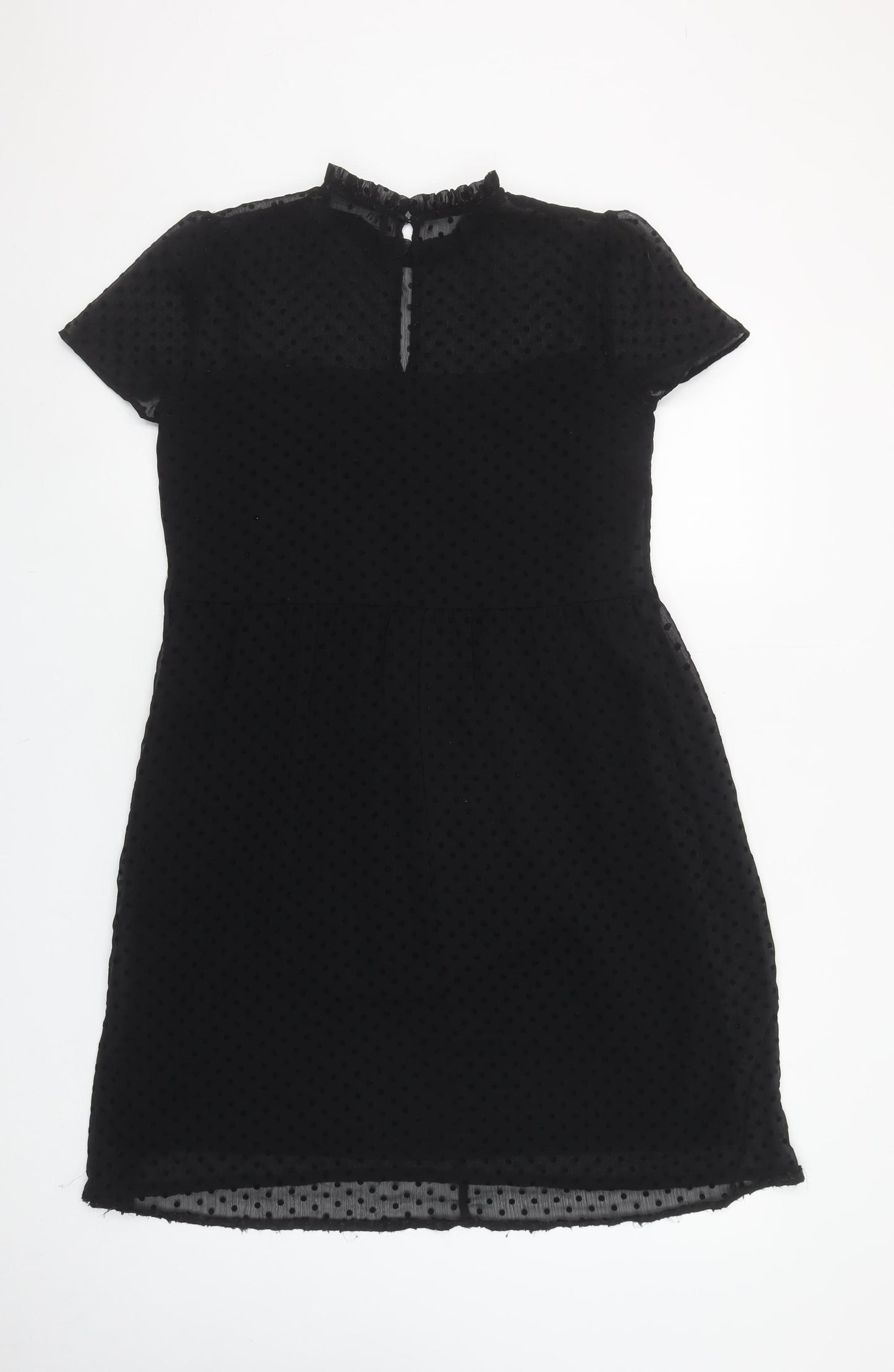 Zara Women's Black Polka Dot Sheer Shift Dress XS