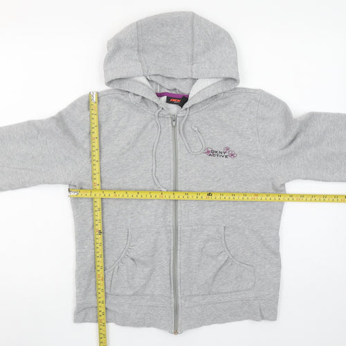 DKNY Active Women's Grey Full Zip Hoodie Size L Cotton Blend