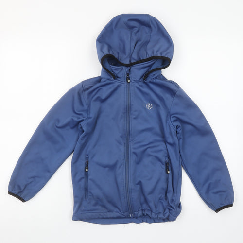 Color Kids Boys Blue Hooded Soft Shell Jacket 7 Years Windproof & Water Resistant