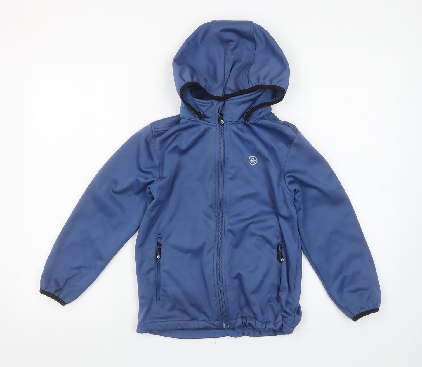 Color Kids Boys Blue Hooded Soft Shell Jacket 7 Years Windproof & Water Resistant