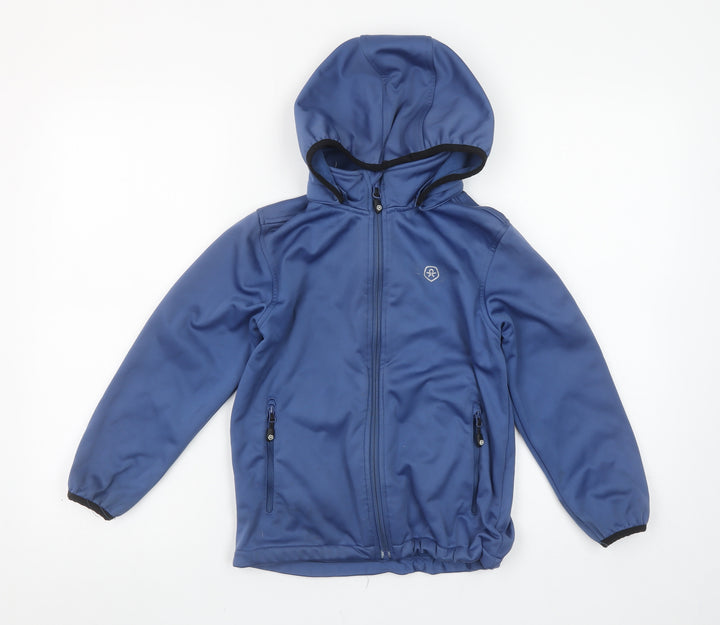 Color Kids Boys Blue Hooded Soft Shell Jacket 7 Years Windproof & Water Resistant