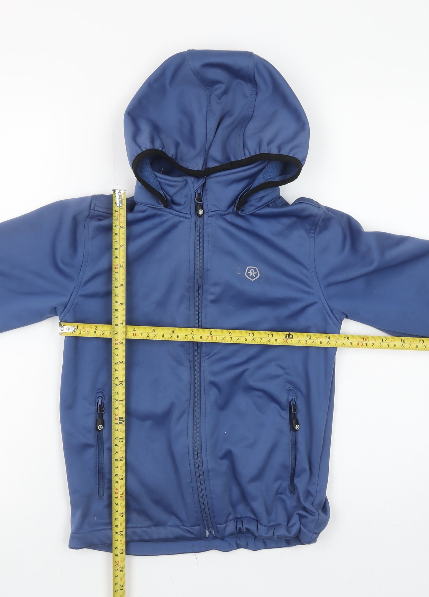 Color Kids Boys Blue Hooded Soft Shell Jacket 7 Years Windproof & Water Resistant