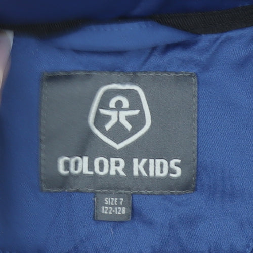 Color Kids Boys Blue Hooded Soft Shell Jacket 7 Years Windproof & Water Resistant