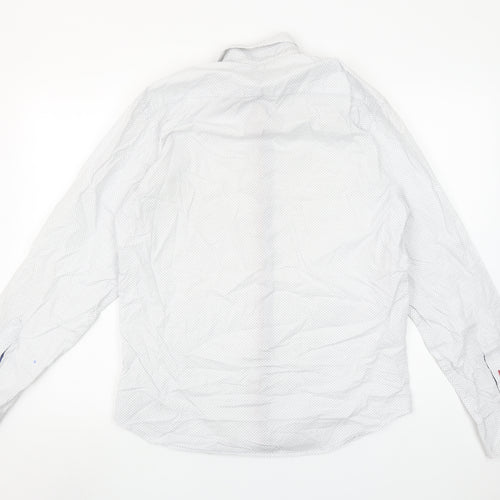 VICHI Men's White Slim Fit Long Sleeve Button-Down Shirt M