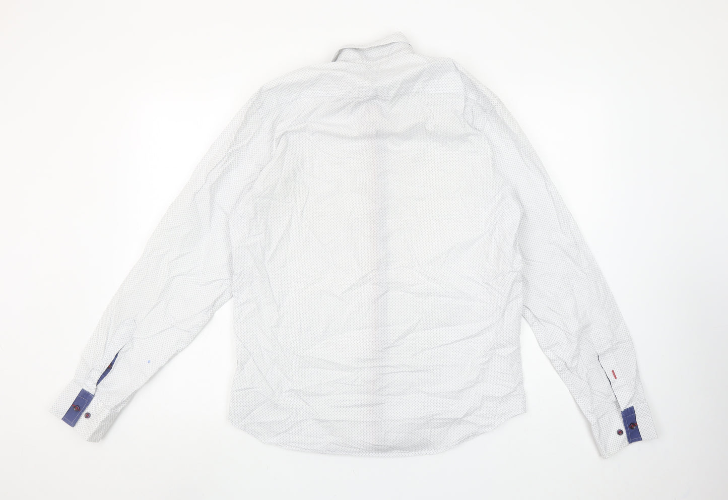 VICHI Men's White Slim Fit Long Sleeve Button-Down Shirt M
