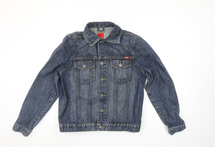 s.Oliver Boys Blue Denim Basic Jacket Size 164 L Cotton Casual