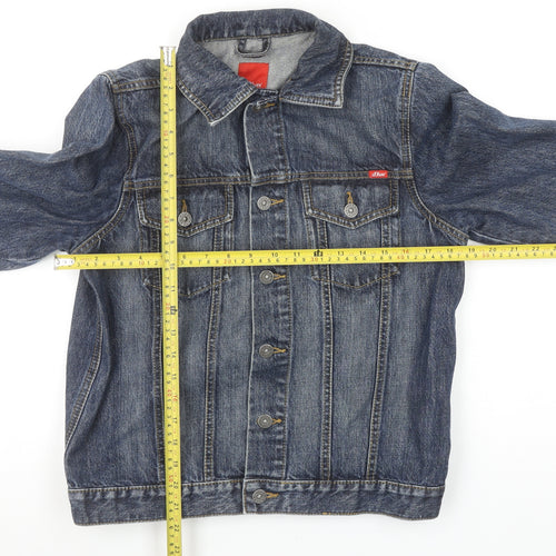 s.Oliver Boys Blue Denim Basic Jacket Size 164 L Cotton Casual