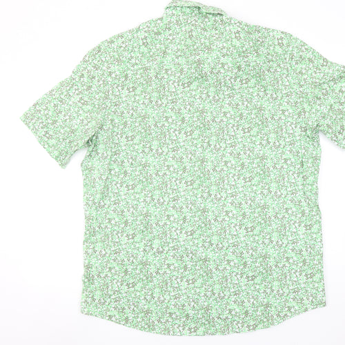 Alfani Men's Green Floral Cotton Short Sleeve Button-Up Shirt XL