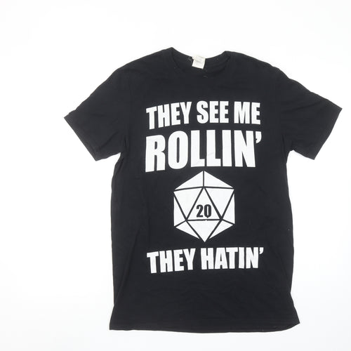 Gildan Men’s Black Funny Graphic T-Shirt Size M Ring Spun Cotton