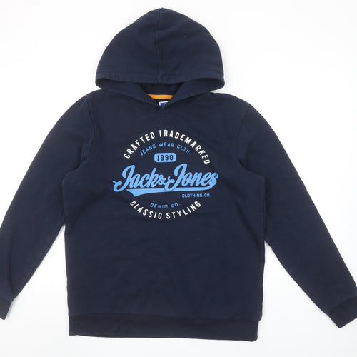 Jack & Jones Boys Navy Blue Pullover Hoodie Size 16 Years Cotton Blend