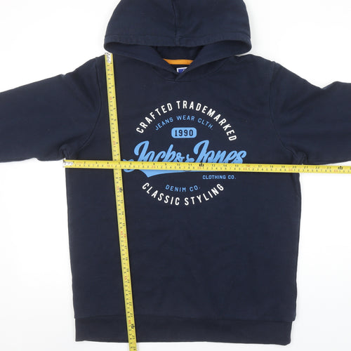 Jack & Jones Boys Navy Blue Pullover Hoodie Size 16 Years Cotton Blend