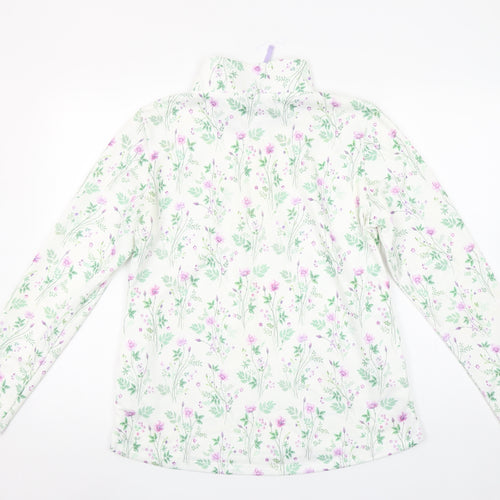 Jessica Graaf Womens White Floral 1/4 Zip Pullover Sweatshirt Size S