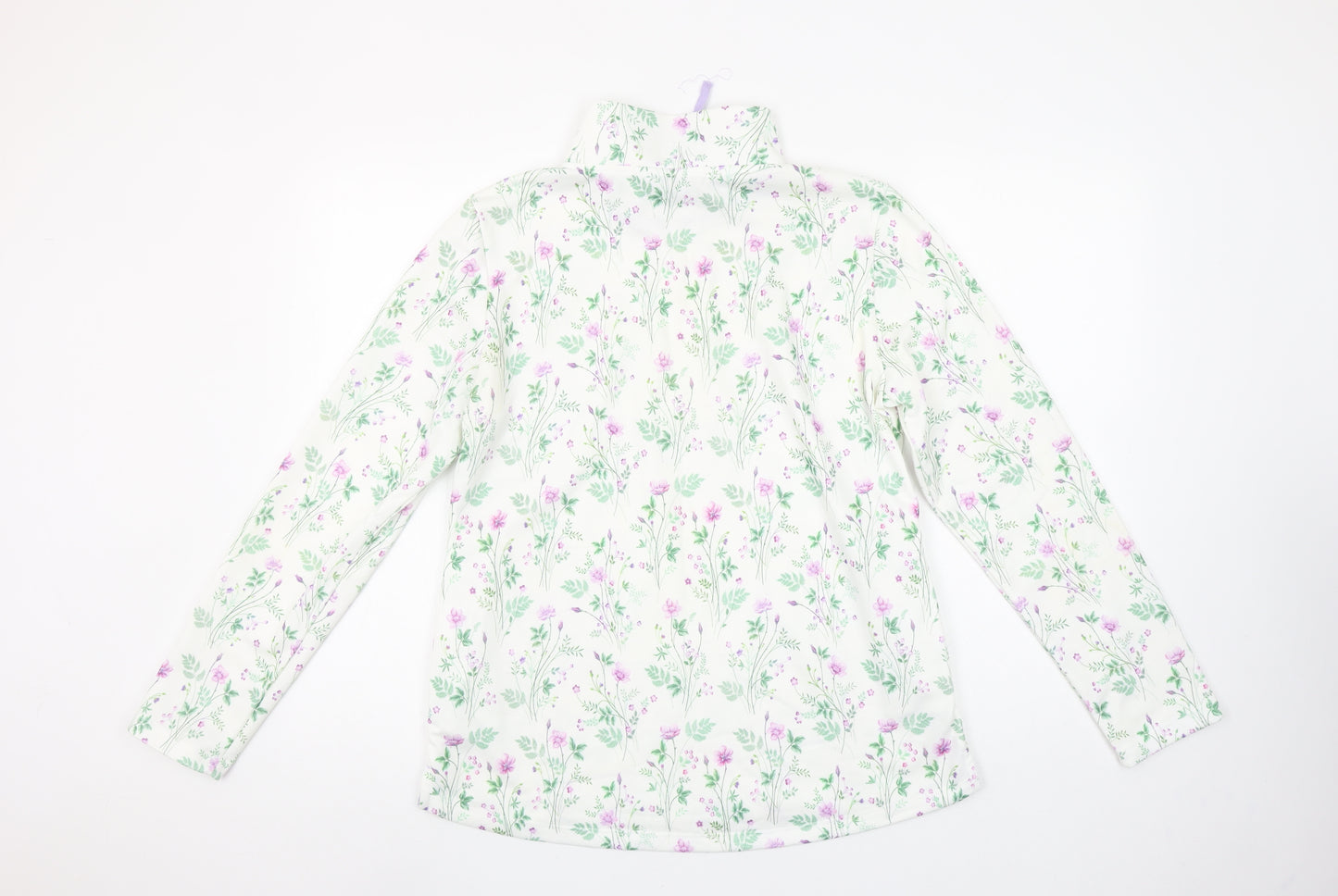 Jessica Graaf Womens White Floral 1/4 Zip Pullover Sweatshirt Size S