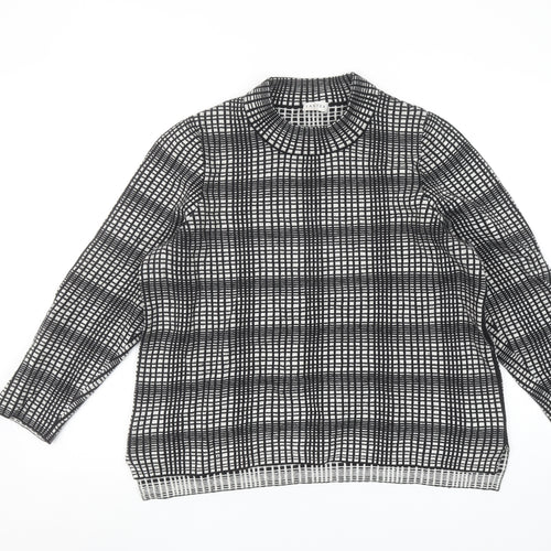 Eastex Women's Black Check High Neck Cotton Merino Wool Jumper Size 18