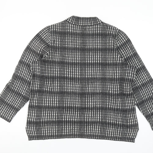 Eastex Women's Black Check High Neck Cotton Merino Wool Jumper Size 18