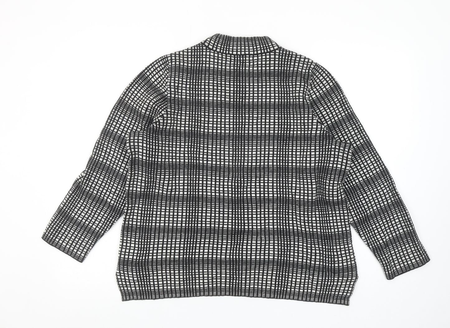 Eastex Women's Black Check High Neck Cotton Merino Wool Jumper Size 18