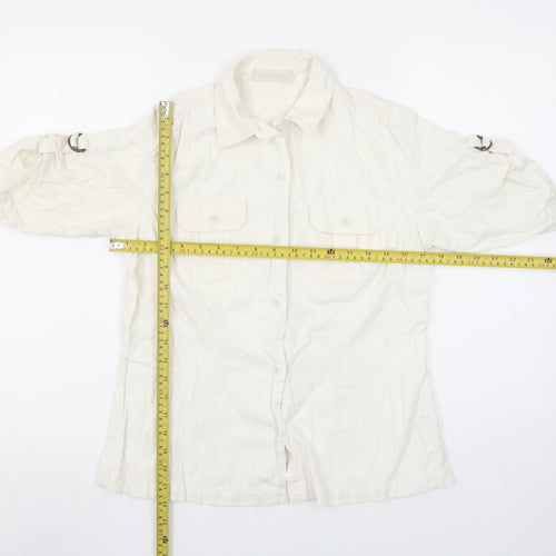Dunnes Stores Women’s Ivory Linen Blend Short Sleeve Button-Up Shirt Size 14