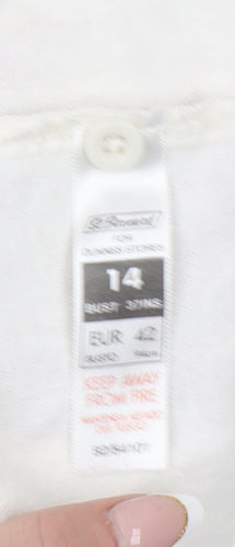 Dunnes Stores Women’s Ivory Linen Blend Short Sleeve Button-Up Shirt Size 14