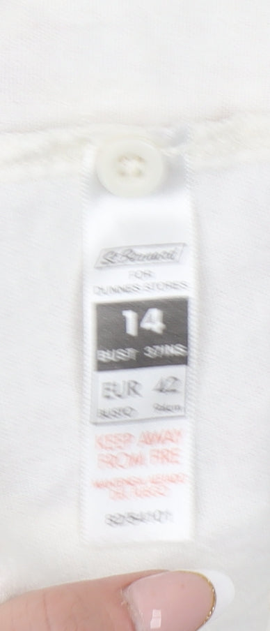 Dunnes Stores Women’s Ivory Linen Blend Short Sleeve Button-Up Shirt Size 14