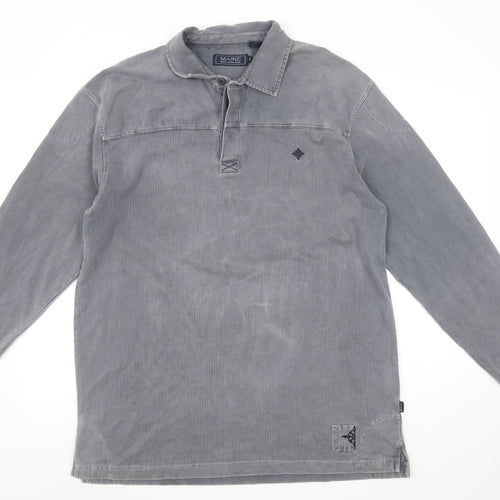 Maine New England Men's Grey Henley Cotton Sweatshirt Size L