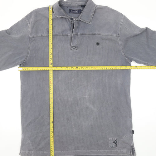 Maine New England Men's Grey Henley Cotton Sweatshirt Size L