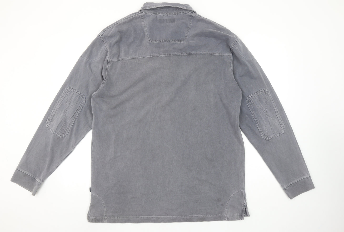 Maine New England Men's Grey Henley Cotton Sweatshirt Size L