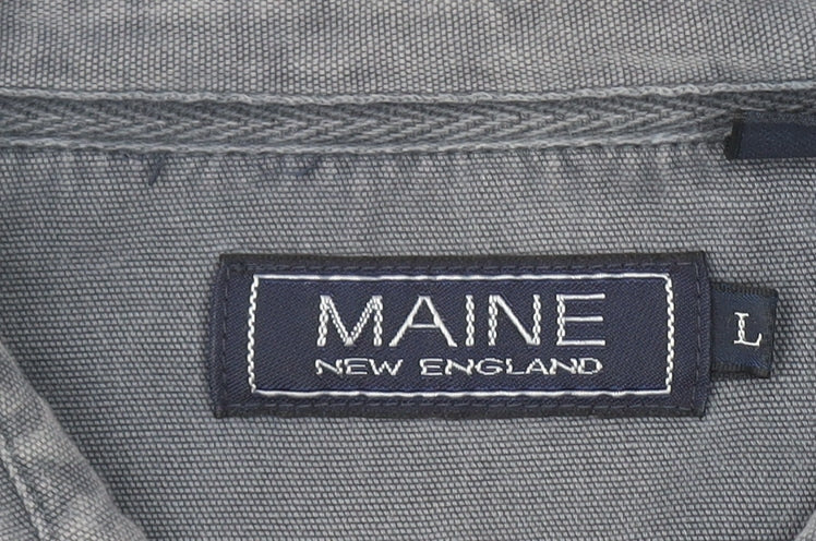 Maine New England Men's Grey Henley Cotton Sweatshirt Size L