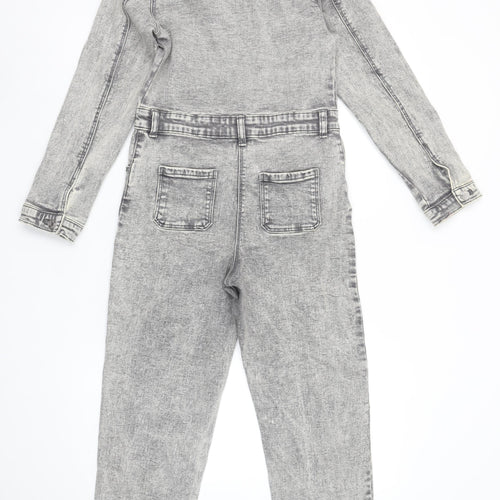 Denim Co Girls Grey Denim Long Sleeve Jumpsuit 10-11 Years Casual Style