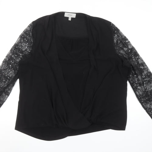 Coast Women’s Black Lace Sleeve Wrap Blouse Size 20