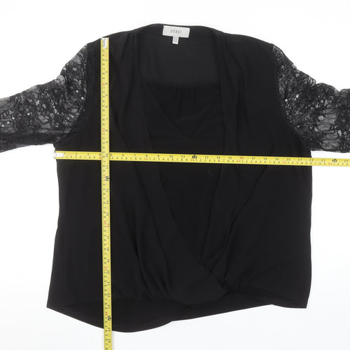Coast Women’s Black Lace Sleeve Wrap Blouse Size 20