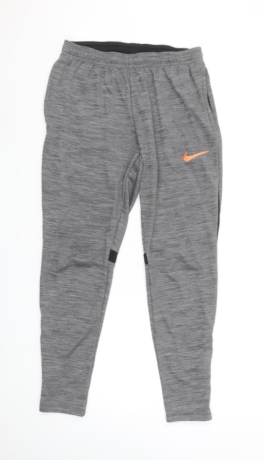 Nike Womens Grey Dri-Fit Track Pants M Elastic Waist Performance Trousers