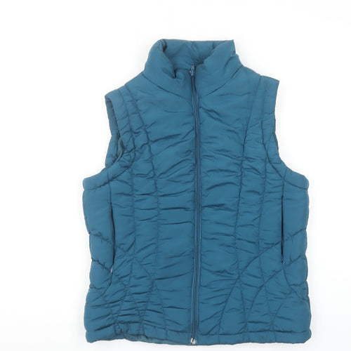 Mystify Women's Blue Quilted Puffer Waistcoat Size 12