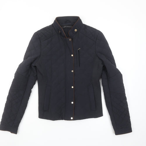 Zara Woman Black Quilted Short Jacket Ladies Size S Lightweight