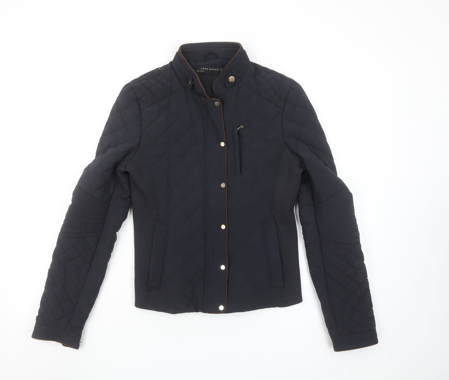 Zara Woman Black Quilted Short Jacket Ladies Size S Lightweight