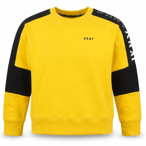 DKNY Sport Women's Yellow & Black Crew Neck Sweatshirt Size S