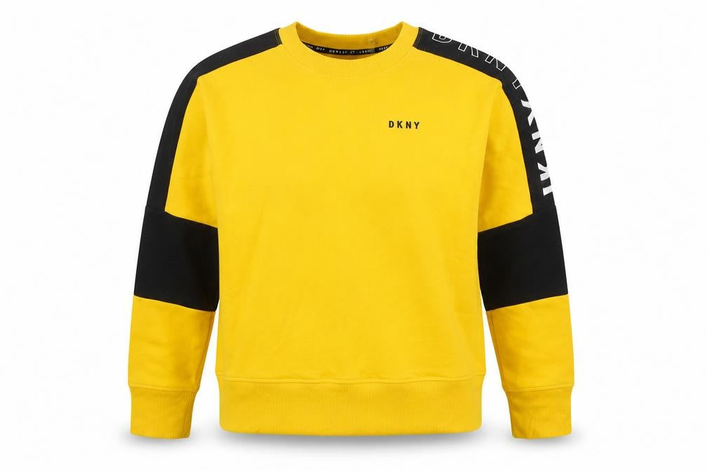 DKNY Sport Women's Yellow & Black Crew Neck Sweatshirt Size S