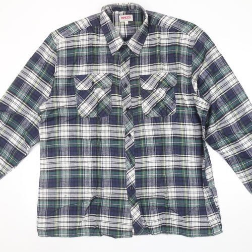 Dingos Superfit Men's Blue Green Checked Cotton Button-Up Shirt XXL