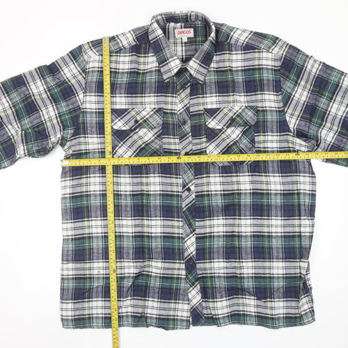 Dingos Superfit Men's Blue Green Checked Cotton Button-Up Shirt XXL