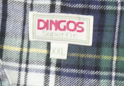 Dingos Superfit Men's Blue Green Checked Cotton Button-Up Shirt XXL