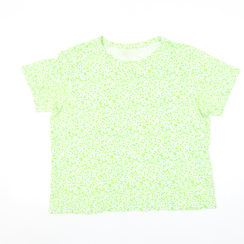 Dunnes Stores Women's Green Animal Print Cotton T-Shirt Size 14