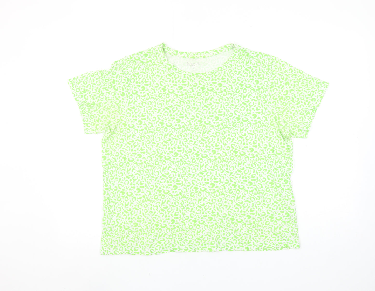 Dunnes Stores Women's Green Animal Print Cotton T-Shirt Size 14