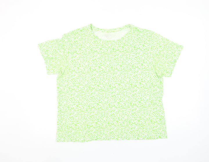 Dunnes Stores Women's Green Animal Print Cotton T-Shirt Size 14