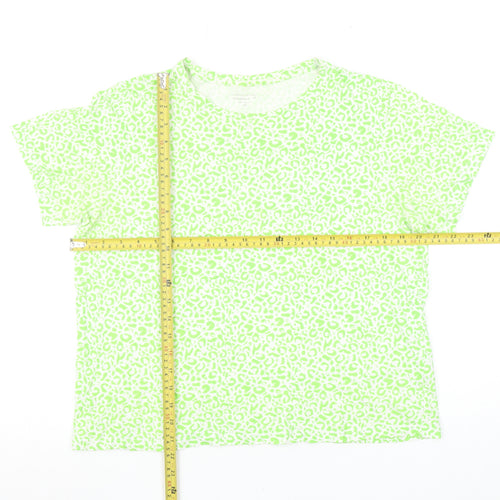 Dunnes Stores Women's Green Animal Print Cotton T-Shirt Size 14