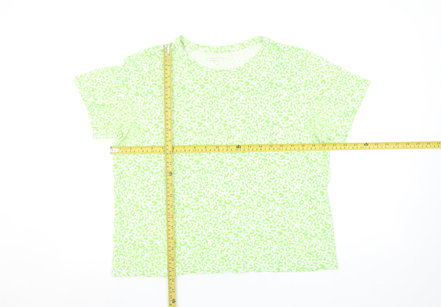 Dunnes Stores Women's Green Animal Print Cotton T-Shirt Size 14