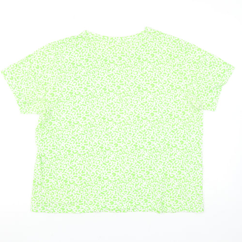 Dunnes Stores Women's Green Animal Print Cotton T-Shirt Size 14