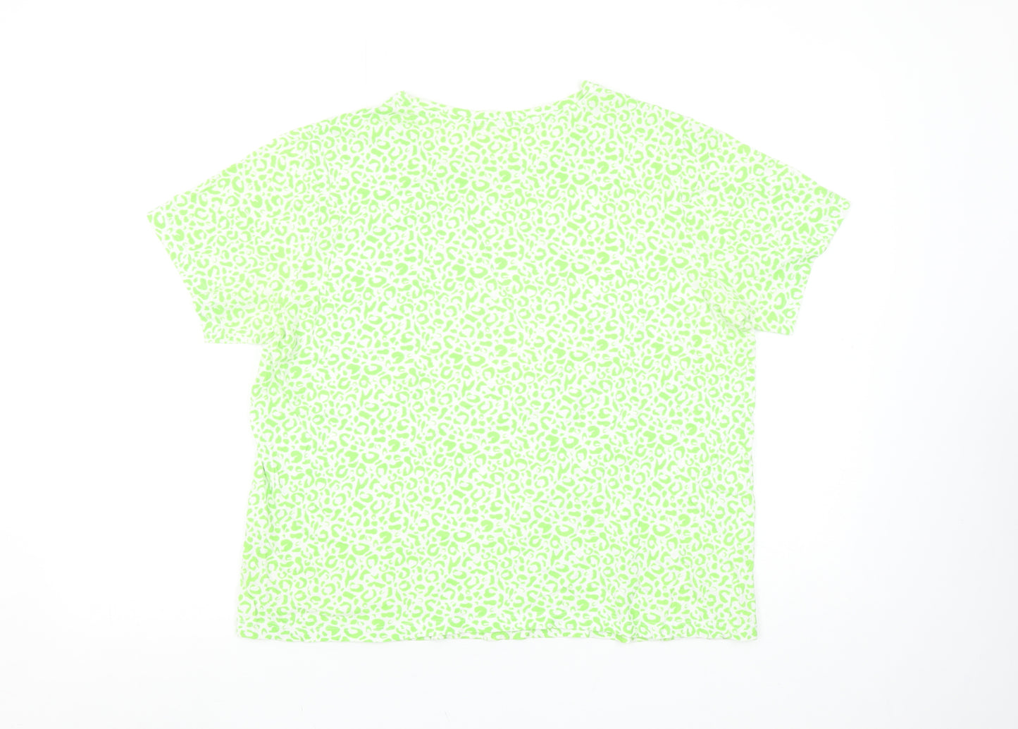 Dunnes Stores Women's Green Animal Print Cotton T-Shirt Size 14