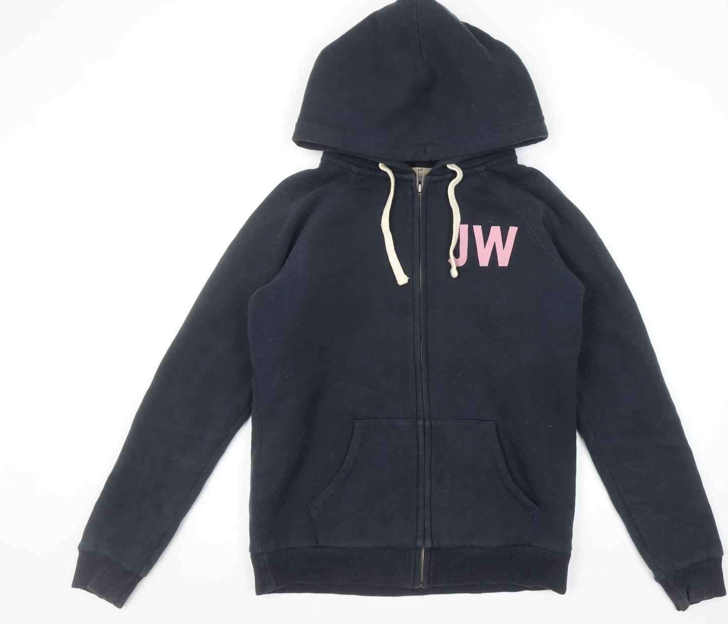Jack Wills Womens Navy Full Zip Hoodie Size 12 Fleece Lined Casual