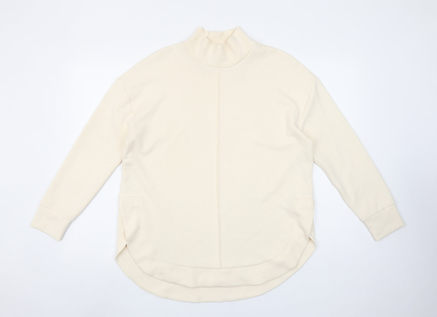 Tu Women Beige High Neck Pullover Sweatshirt Small Viscose Blend
