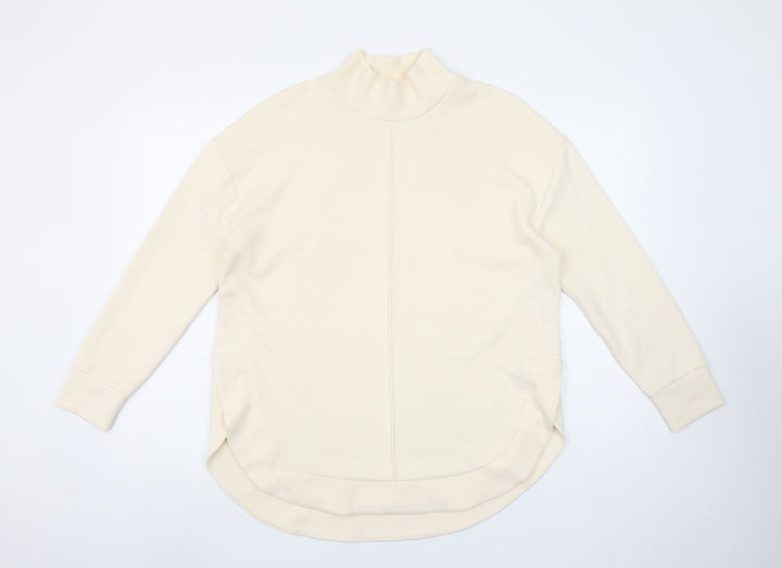 Tu Women Beige High Neck Pullover Sweatshirt Small Viscose Blend