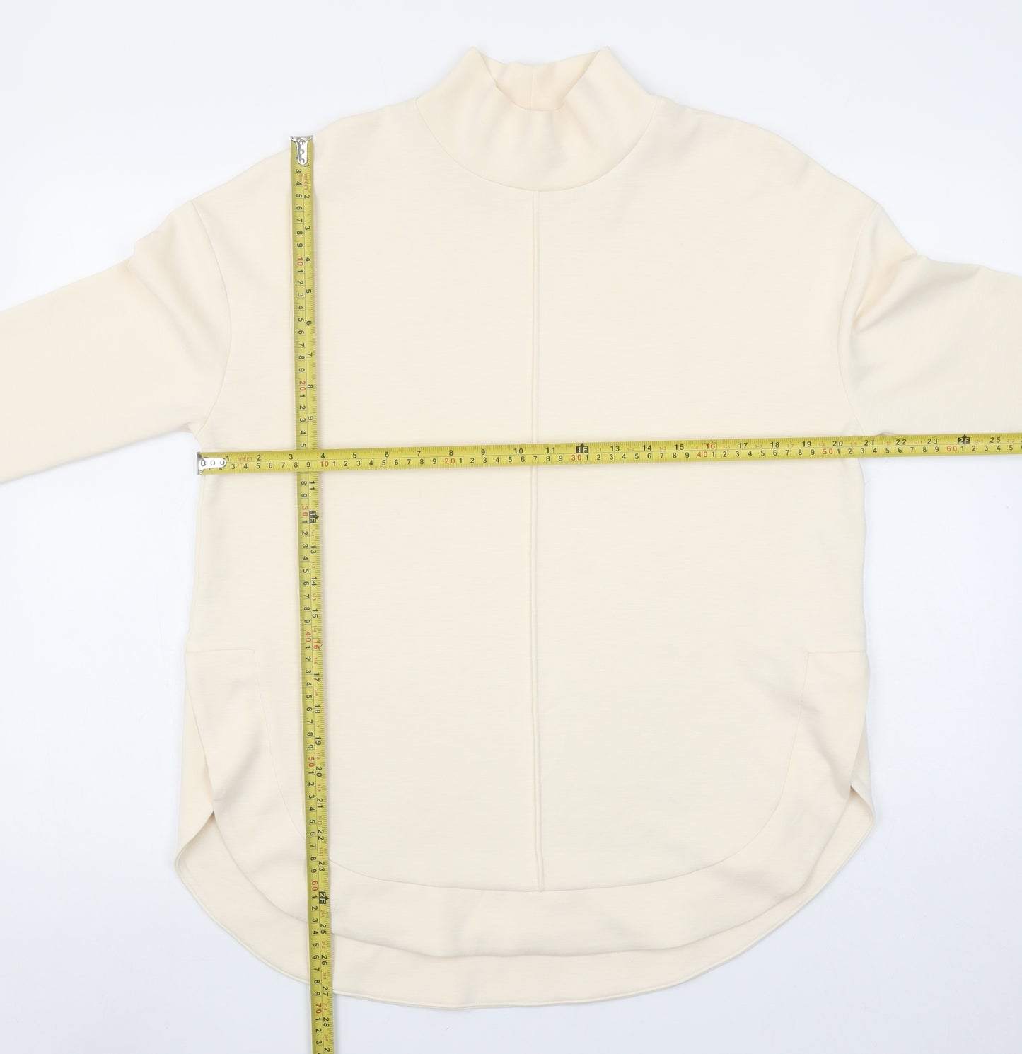 Tu Women Beige High Neck Pullover Sweatshirt Small Viscose Blend